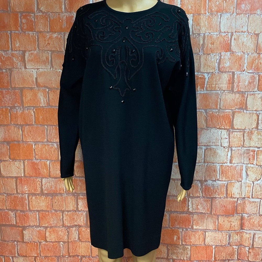 Saks Fifth Avenue Vintage 90’s Beaded Wool Sweater‎ Dress